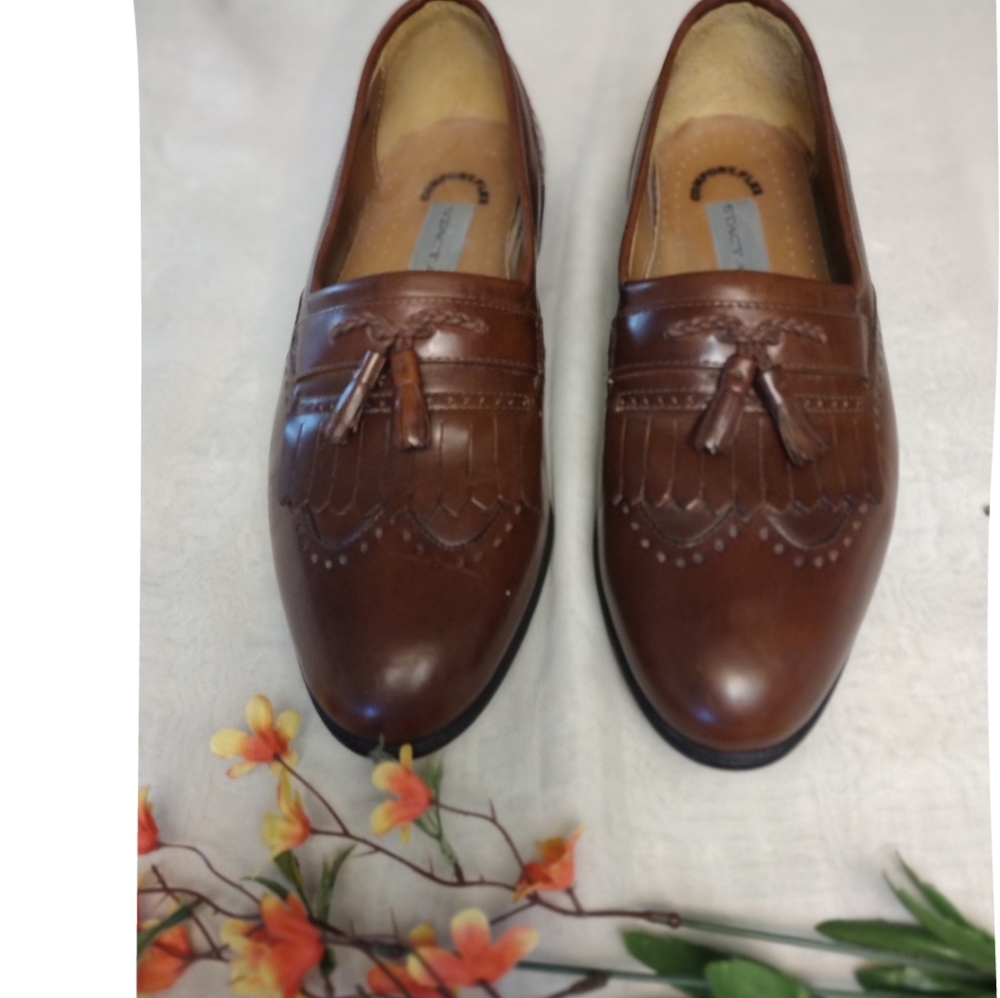 Stacey Adams Brown Leather Loafer Shoes with Tassels Size 9M